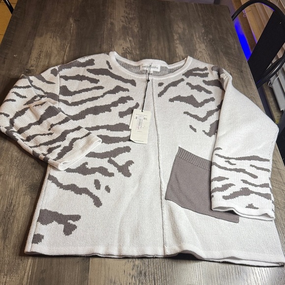 neon buddha Sweaters - Neon Buddha Gray and White Wild Side Pullover 100% Cotton Sweater